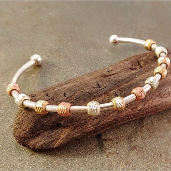 Sterling Silver Unisex Cuff Copper Brass Accents - Picture 2 of 3